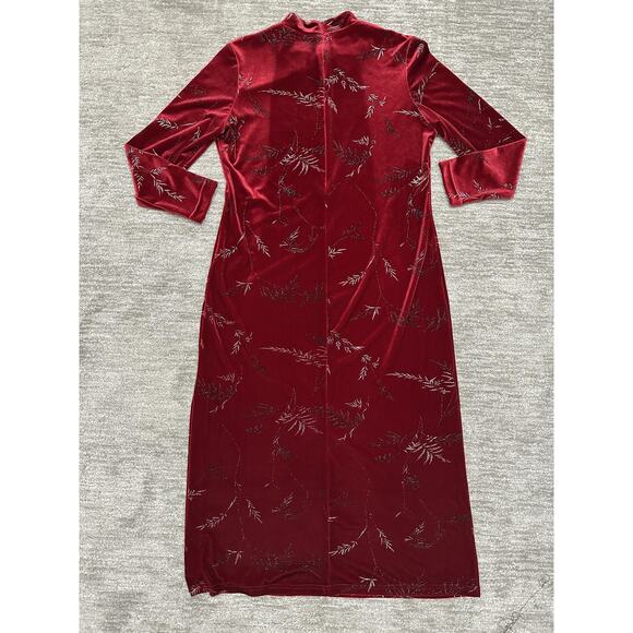 Vintage KC Spencer Dress Womens Petite M Red Velvet Maxi Evening Holiday 90s - Picture 4 of 11
